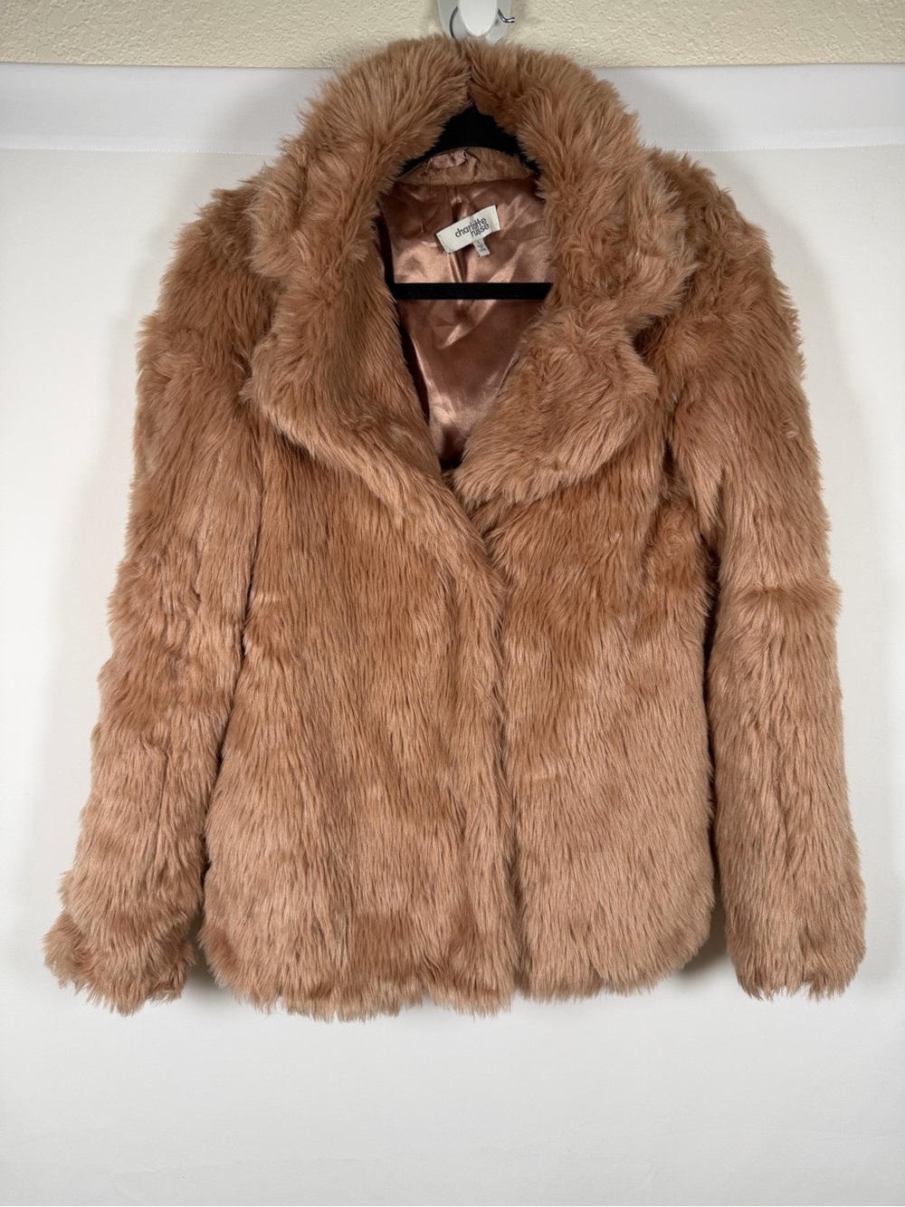Y2K Charlotte Russe Plush Faux Fur Jacket in Camel - Indie Sleaze, Glam